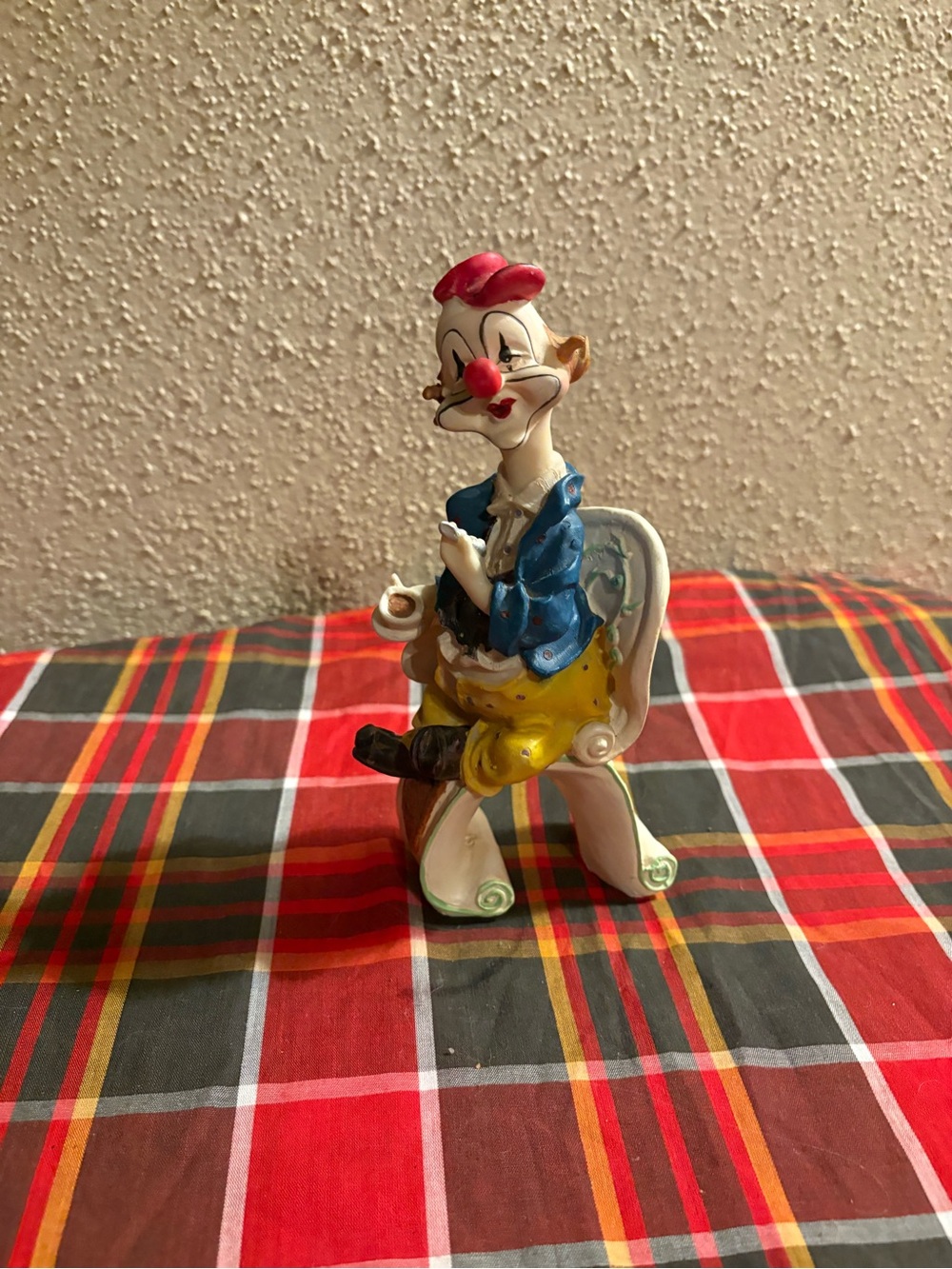 Colorful Clown Figurine Home Accent in Red, Blue, Yellow